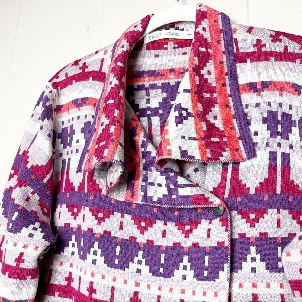 Woolrich Southwestern cardigan sweater single button collar geometric Aztec - Picture 3 of 9